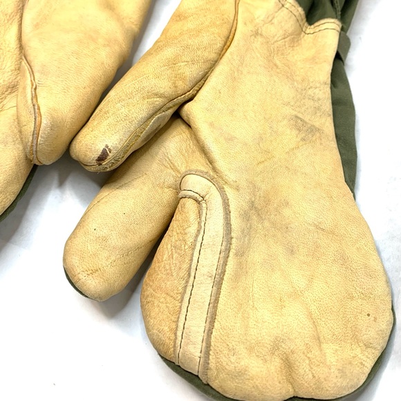 Vintage ‘65 Mittens Military Trigger Finger Glove Leather L USA W/ Wool Liners. - Picture 7 of 11